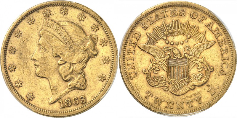 USA
20 dollars Liberté 1863, Philadelphie.
Av. Tête de Liberté à gauche. Rv. A...