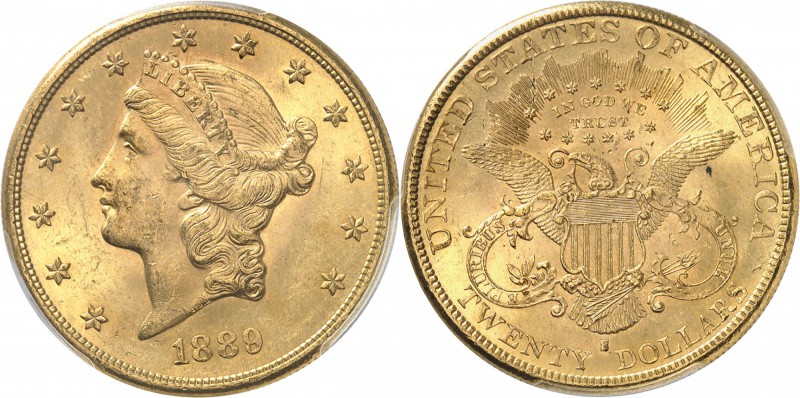 USA
20 dollars Liberté 1889, San Francisco.
Av. Tête de Liberté à gauche. Rv. ...