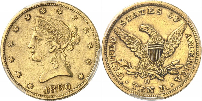 USA
10 dollars Liberté 1860, Nouvelle Orléans.
Av. Tête de Liberté à gauche. R...