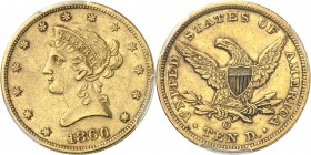 USA
10 dollars Liberté 1860, Nouvelle Orléans.
Av. Tête de Liberté à gauche. Rv. Aigle aux ailes déployées. 
Fr. 156. 
PCGS AU 50