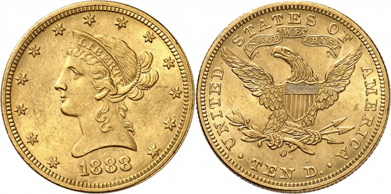 USA
10 dollars Liberté 1888, Nouvelle Orléans.
Av. Tête de Liberté à gauche. R...