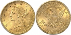 USA
10 dollars Liberté 1896, Philadelphie.
Av. Tête de Liberté à gauche. Rv. Aigle aux ailes déployées. 
PCGS MS 63+
