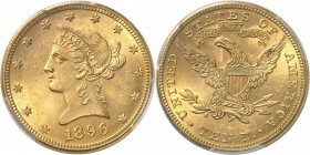 USA
10 dollars Liberté 1896, Philadelphie.
Av. Tête de Liberté à gauche. Rv. Aigle aux ailes déployées. 
PCGS MS 64