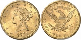 USA
10 dollars Liberté 1901, San Francisco.
Av. Tête de Liberté à gauche. Rv. Aigle aux ailes déployées. 
PCGS MS 64