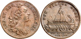 USA
Amérique, Louis XV (1715-1774). Jeton en cuivre des colonies françaises de l’Amérique, 1755.
Av. Buste à droite, les cheveux noués par un ruban....