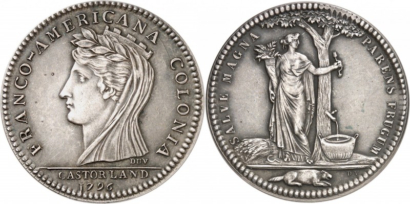 USA
Amérique. Jeton « Castorland » 1796, refrappe en argent.
Av. Buste lauré, ...