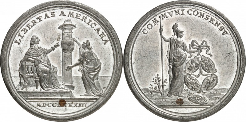 USA
Libertas Americana. Médaille en étain 1783, frappé pour célébrer la Paix de...