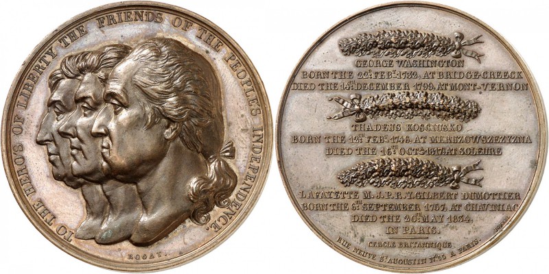 USA
Cercle Britannique. Médaille en bronze 1842, par Rogat.
Av. Bustes accolés...