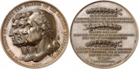 USA
Cercle Britannique. Médaille en bronze 1842, par Rogat.
Av. Bustes accolés à gauche de Washington, Kosciuszko, Lafayette. Rv. Inscriptions.
51 ...