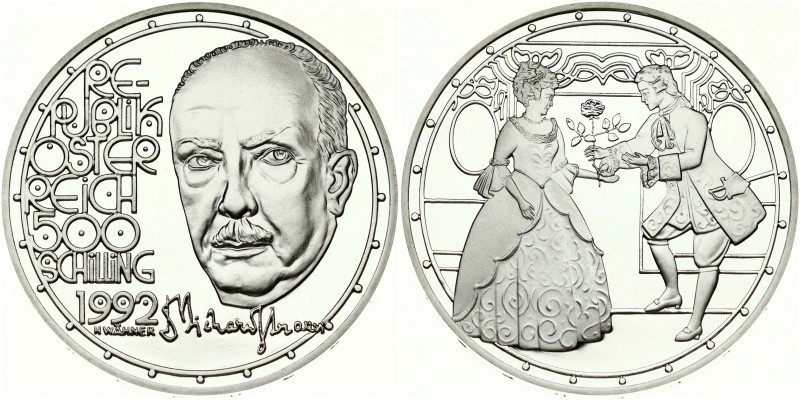 Austria. 500 Schilling 1992 Richard Strauss. Silver .925, 24 g. KM-3021.

PROO...