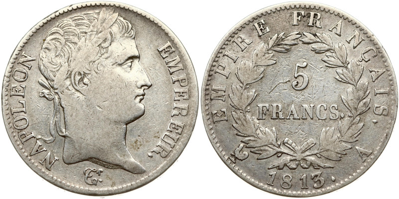 France. Napoleon I (1804-1814). 5 Francs 1813 A, Paris. Silver 24.72 g. Gad-584,...
