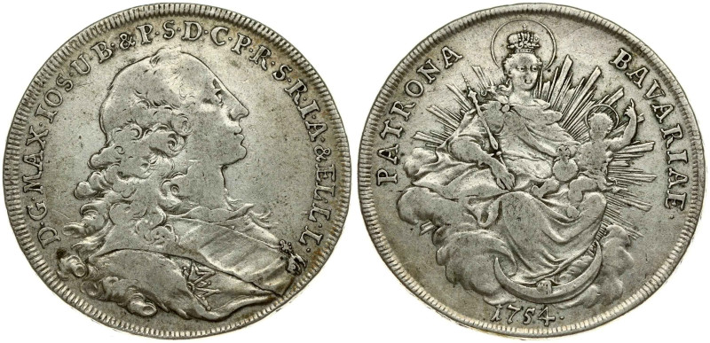 Germany, Bavaria. Maximilian III Joseph (1745-1777). Taler 1754. Silver 27.74 g....