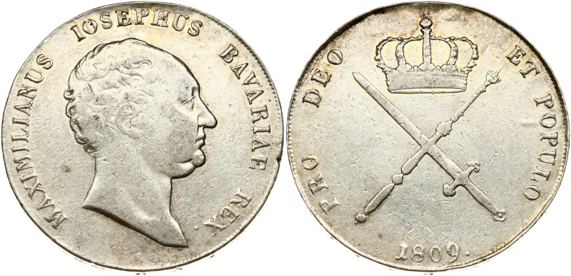 Germany, Bavaria. Maximilian I Joseph (1805-1825). Taler 1809. Silver 28.96 g. K...