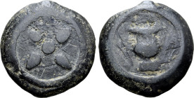 Etruria, uncertain mint cast Æ Uncia. 3rd century BC. Wheel with four spokes / Krater. ICC 166; HN Italy 57e; Haeberlin p. 260, 1-46, pl. 86, 15. 14.4...