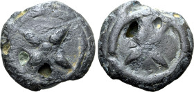 Etruria, uncertain mint cast Æ Uncia. 3rd century BC. Wheel with four spokes; Λ in field / Wheel with four spokes. ICC 160; HN Italy 56f. 9.89g, 24mm....