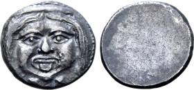 Etruria, Populonia AR 20 Asses. Circa 300-250 BC. Facing head of Metus; X : X (mark of value) below / Blank. EC I, 58 (O31); HN Italy 142; HGC 1, 113....
