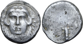 Etruria, Populonia AR 20 Asses. Circa 300-250 BC. Facing head of Hercle, wearing lion's skin knotted at neck; X X (mark of value) below / Club. EC I, ...