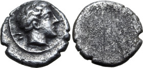 Etruria, Populonia AR 5 Asses. 3rd century BC. Male head to right, V (mark of value) behind / Blank. EC I, 90.23 (O6, this coin); HN Italy 170; Sambon...