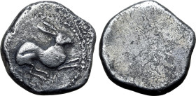 Etruria, Populonia AR Drachm. 3rd century BC. Hare leaping to right / Blank. EC I, 116.5 (O2); HN Italy 223; Sambon 31; SNG ANS 22; HGC 1, 144. 3.60g,...