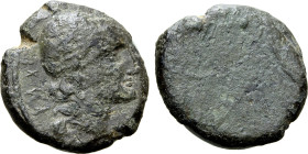 Etruria, Vetulonia Æ Semuncia. 3rd century BC. Male head to right, wearing pileos; Etruscan legend 'vatl' behind / Steering oar. EC I, 5; HN Italy 199...