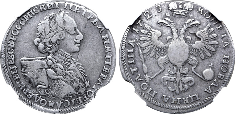 Russia, Empire. Peter I 'the Great' AR Poltina (50 Kopeck). Red mint, 1723. ПЕТР...
