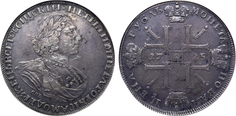 Russia, Empire. Peter I 'the Great' AR Rouble. St Petersburg mint, 1725. ★ ПЕТРЬ...