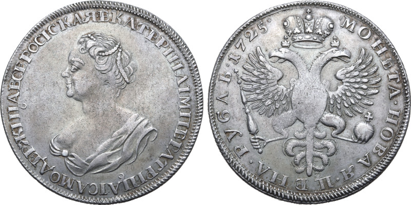 Russia, Empire. Catherine I AR Rouble. St Petersburg mint, 1725. ЕКАТЕРIНА • IМП...