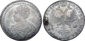 Russia, Empire. Catherine I AR Rouble. St Petersburg mint, 1725. ЕКАТЕРIНА • IМПЕРАТРIЦА • I САМОДЕРЖИЦА • ВСЕРОСIСКАЯ •, crowned and draped bust to l...