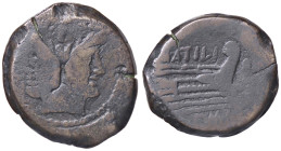 ROMANE REPUBBLICANE - ATILIA - M. Atilius Saranus (148 a.C.) - Asse Cr. 214/2a (AE g. 28,26)

MB