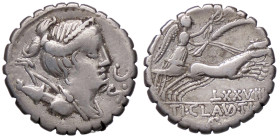 ROMANE REPUBBLICANE - CLAUDIA - Ti. Claudius Ti. F. Ap. n. Nero (79 a.C.) - Denario serrato B. 5; Cr. 383/1 (AG g. 4,09)

qBB
