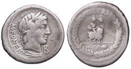 ROMANE REPUBBLICANE - FONTEIA - Man. Fonteius C. f. (85 a.C.) - Denario B. 9; Cr. 353/1a (AG g. 3,68)

meglio di MB