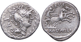 ROMANE REPUBBLICANE - LUCILIA - M. Lucilius Rufus (101 a.C.) - Denario B. 1; Cr. 324/1 (AG g. 3,76) Porosità

BB+