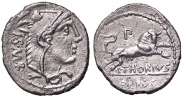 ROMANE REPUBBLICANE - THORIA - L. Thorius Balbus (105 a.C.) - Denario B. 1; Cr. 316/1 (AG g. 3,67)

BB