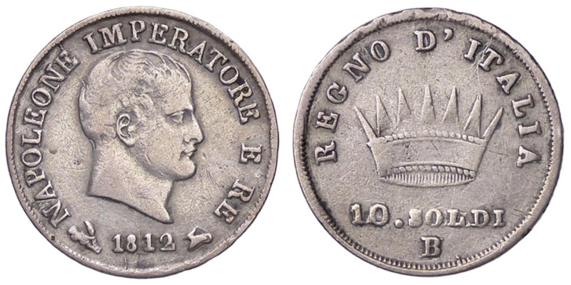 ZECCHE ITALIANE - BOLOGNA - Napoleone I, Re d'Italia (1805-1814) - 10 Soldi 1812...