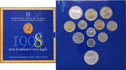 REPUBBLICA ITALIANA - Repubblica Italiana (monetazione in lire) (1946-2001) - Serie zecca 1998 Mont. 35 In confezione - 12 valori

FDC