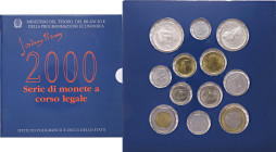 REPUBBLICA ITALIANA - Repubblica Italiana (monetazione in lire) (1946-2001) - Serie zecca 2000 Mont. 37 R In confezione - 12 valori

FDC