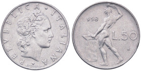 REPUBBLICA ITALIANA - Repubblica Italiana (monetazione in lire) (1946-2001) - 50 Lire 1958 Mont. 17 RR AC Senza 1 della data

BB