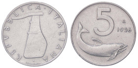 REPUBBLICA ITALIANA - Repubblica Italiana (monetazione in lire) (1946-2001) - 5 Lire 1956 Mont. 8 RR IT Abilmente lavata

BB
