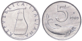 REPUBBLICA ITALIANA - Repubblica Italiana (monetazione in lire) (1946-2001) - 5 Lire 1989 Mont. 34 NC IT Timone rovesciato

FDC