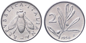 REPUBBLICA ITALIANA - Repubblica Italiana (monetazione in lire) (1946-2001) - 2 Lire 1958 Mont. 7 RR IT Sigillata Egisto Cedrini

FDC