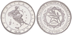 REPUBBLICA ITALIANA - Repubblica Italiana (monetazione in euro) (2002) - 10 Euro 2003 - Presidenza Italiana CEE AG In confezione

FS