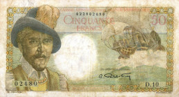 CARTAMONETA ESTERA - AFRICA EQUATORIALE FRANCESCE - Quarta Repubblica (1947-1958) - 50 Franchi

MB
