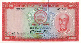 CARTAMONETA ESTERA - GUINEA-BISSAU - Repubblica (1910) - 1.000 Escudos 30/04/1964 Pick 43 R (Guinea Portoghese) Macchie

bel BB