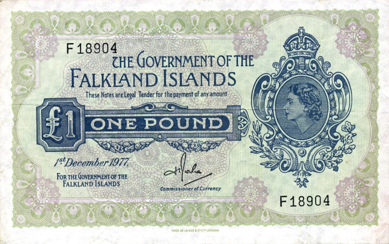 CARTAMONETA ESTERA - ISOLE FALKLAND - Elisabetta II (1952) - Sterlina 20/02/1974...