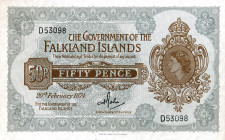 CARTAMONETA ESTERA - ISOLE FALKLAND - Elisabetta II (1952) - 50 Pence 20/02/1974 Pick 10

BB+