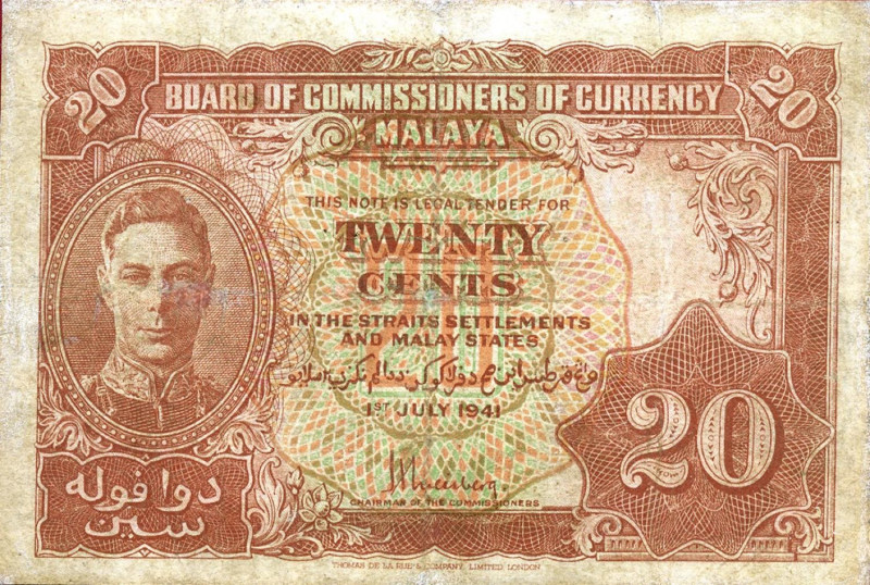 CARTAMONETA ESTERA - MALAYA - Giorgio VI (1936-1952) - 10 Dollari 01/07/1941 (19...