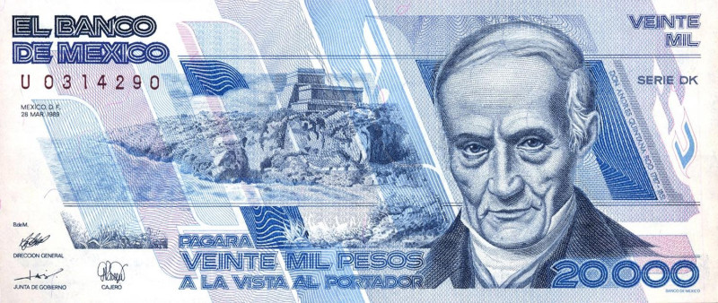 CARTAMONETA ESTERA - MESSICO - Repubblica (1823) - 20.000 Pesos 28/03/1989

FD...
