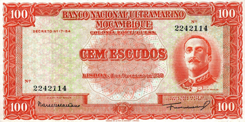 CARTAMONETA ESTERA - MOZAMBICO - Repubblica (1910) - 100 Escudos 16/02/1950 Pres...