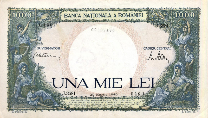 CARTAMONETA ESTERA - ROMANIA - Michele I (1940-1947) - 1.000 Lei 20/03/1945 Pick...