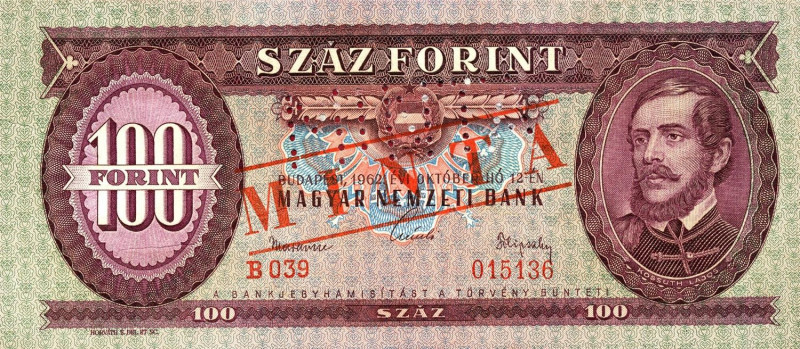 CARTAMONETA ESTERA - UNGHERIA - Repubblica - 100 Fiorini 12/10/1962 Pick 171s MI...